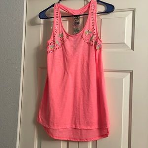 Womens BKE Pink Bling Beaded Racerback Tank Top. Size M